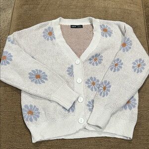 White Cardigan with Floral Pattern